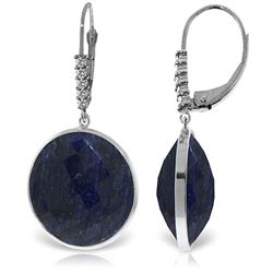 14K White Gold 46.0ct Sapphire & .15ct Diamond Earring