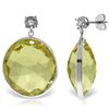 Image 1 : 14K White Gold 34.0ct Quartz Lemon&Diamond Stud Earring