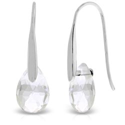 14K White Gold 6.0ct White Topaz Fish Hook Earring