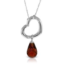 14K White Gold 2.25ct Garnet Dangle Heart Necklace