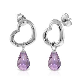 14K White Gold 4.50ct Amethyst Dangle Heart Earring