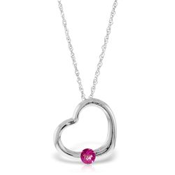 14K White Gold .25ct Round Pink Topaza Heart Necklace
