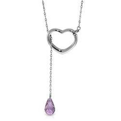 14K White Gold 2.25ct Drop Amethyst Heart Necklace
