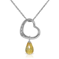 14K White Gold 2.25ct Citrine & Diamond Heart Necklace