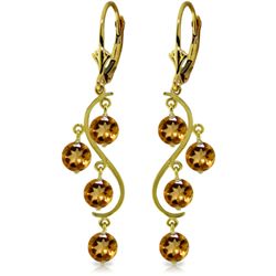 14K YG 4.95ct ROUND CITRINE CHANDELIER EARRING