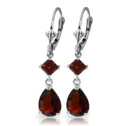 3.50ct & 1.00ct Garnet Dangle Earrings in 14k WHITE GOLD