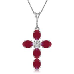 14K WG 1.73ct RUBY & .02ct DIAMOND CROSS NECKLACE