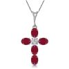 Image 1 : 14K WG 1.73ct RUBY & .02ct DIAMOND CROSS NECKLACE