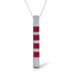 14K WG 0.35ct PRINCESS SHAPE RUBIES BAR NECKLACE