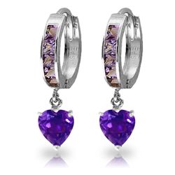 14K White Gold 3.25ct Heart & .85ct Amethyst Hoop Earring