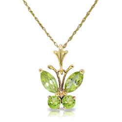 14k YG 0.40ct & 0.20ct Peridot Butterfly Necklace