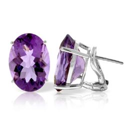15.10ct Amethyst French Clip Earrings in 14k White Gold