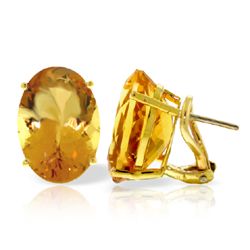 14k YELLOW GOLD 13.00ct Oval Citrine French Clip Earring