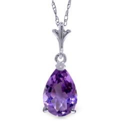 14k White Gold 1.50ct Amethyst Drop Necklace
