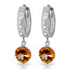 Image 1 : 14K White Gold 2.50ct Round Citrine & Diamond Earing