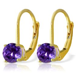1.20ct Amethyst Leverback Earrings in 14k Yellow Gold