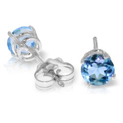 14k WHITE GOLD 0.95ct Blue Topaz Stud Earrings