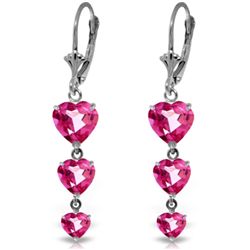 14K White Gold 3.0ct 1.75ct & 1.25ct Pink Topaz Earring