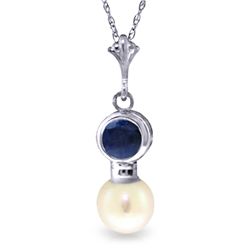 14k White Gold 1.15ct Round Sapphire Necklace