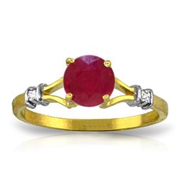 1.00ct Round Ruby Ring with Diamond Accent in 14k YG
