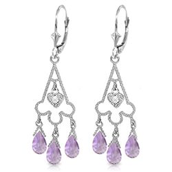 14k WG 4.80ct Amethyst & DIAMOND  Chandelier Earring
