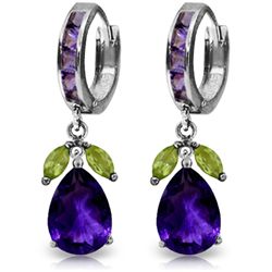 14K White Gold 12.0ct 1.3ct Amethyst & Peridot Earring