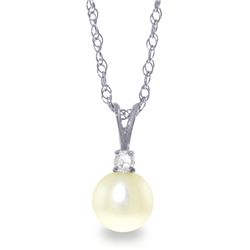 14k WG 2.00ct Pearl with Diamond Accent Necklace