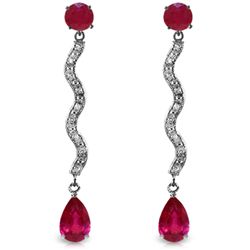 14k WG Ruby & Diamond Curved Bar Earrings