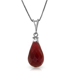 14K W. GOLD 0.05ct DIAMOND & 8.80ct RUBY NECKLACE