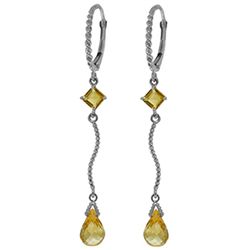 14K White Gold 2.5ct & 1.0ct Citrine Leverback Earring