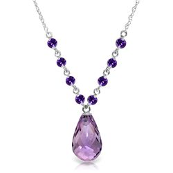 14k WG 10.50ct & 1.0ct Amethyst Stationed Necklace
