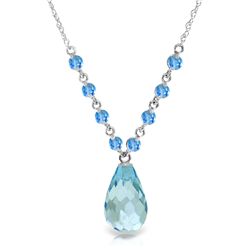 14k Solid Gold Blue Topaz Stationed Necklace