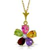Image 1 : 14k Solid Gold Multi Gemstone & Diamond Necklace