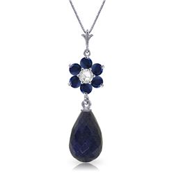14K White Gold 3.3ct Sapphires & Diamond Necklace