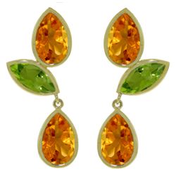 14k Yellow Gold Citrine and Peridot Earrings
