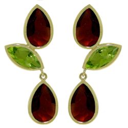 14k Yellow Gold Garnet and Peridot Earrings