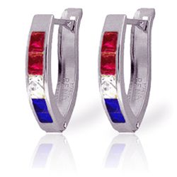 14k WG Ruby, White Topaz & Sapphire Earrings