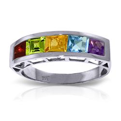 14K White Gold Multi Color Gemstone Ring