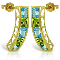 14k Solid Gold Blue topaz & Peridot Earrings