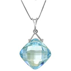 14k White Gold 8.75ct Cushion Blue Topaz Necklace