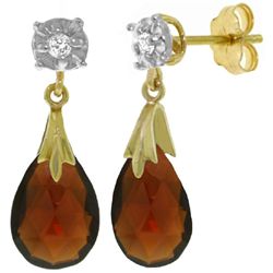 14k 6.0ct Garnet Earrings with Diamond Accent