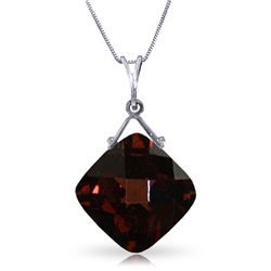 14K White Gold 8.75ct Cushion Garnet Necklace