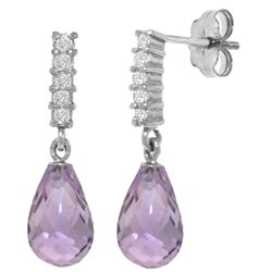 Amethyst Earrings with Diamond Accent in 14k White Gold
