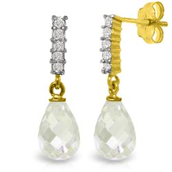 14k 4.50ct White Topaz Earrings with Diamond Accents