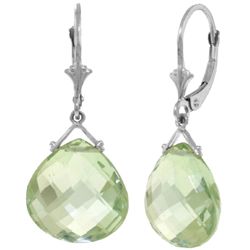 14k 17.0ct Checkerboard cut Green Amethyst Earrings