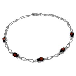 14K WG 1.15ct GARNET & DIAMOND TENNIS BRACELET