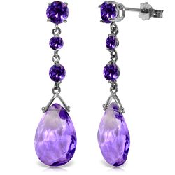 14k White Gold Amethyst Drop Dangle Earrings