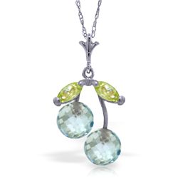 14k WG Blue Topaz & Peridot Petite Necklace
