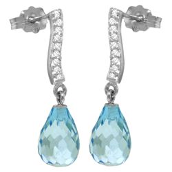 14k 4.50ct Blue Topaz with Diamond Earrings