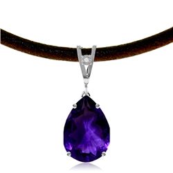 14K White Gold 6.0ct Amethyst & Diamond Necklace
